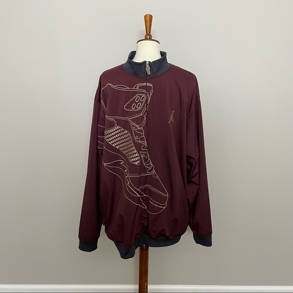 Jordan Other - Nike Jordan Track Jacket Bomber Full Zip Embroidered Sneaker Shoe Maroon Grey